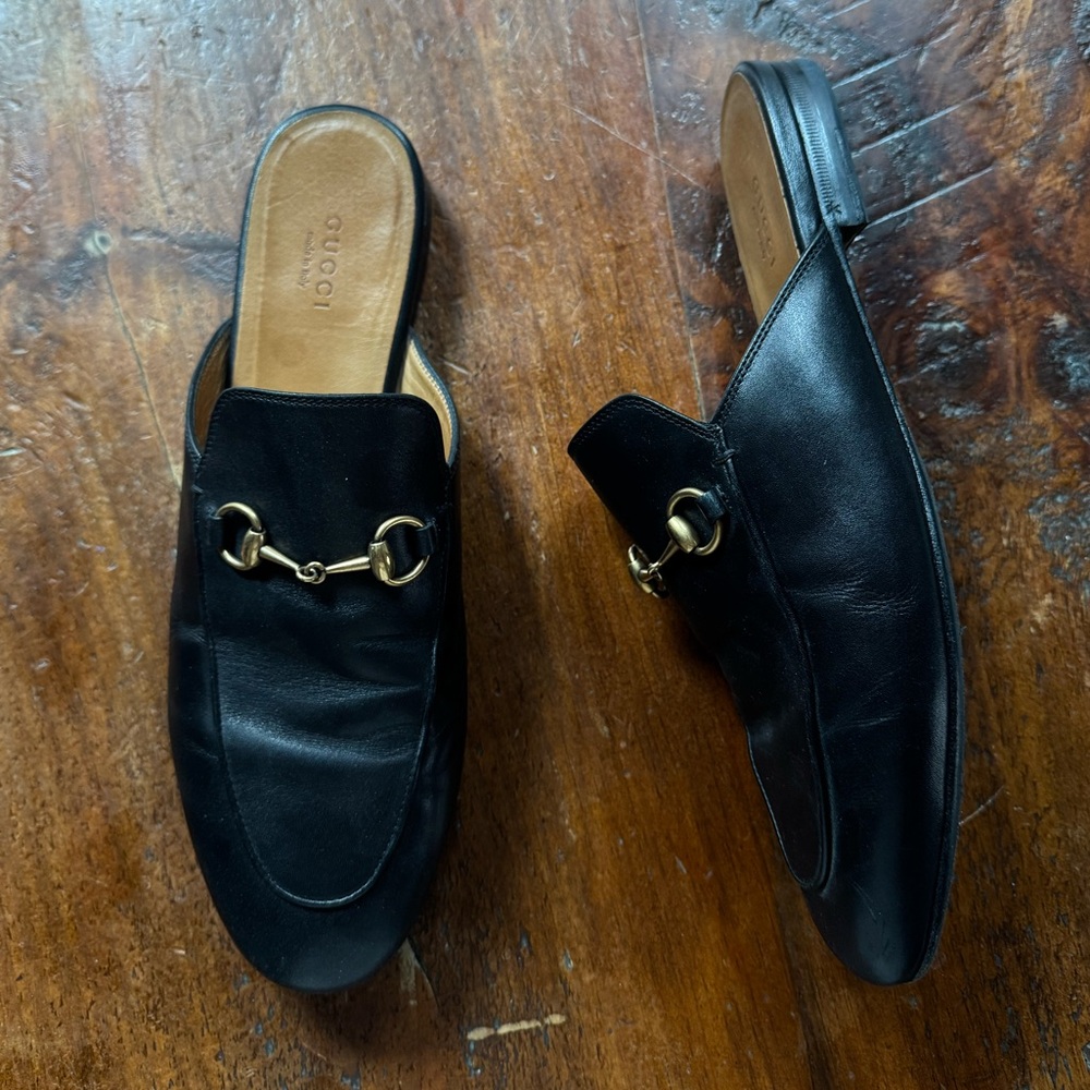 Gucci Black Leather Horsebit Princeton slides slipper - Picture 2 of 9